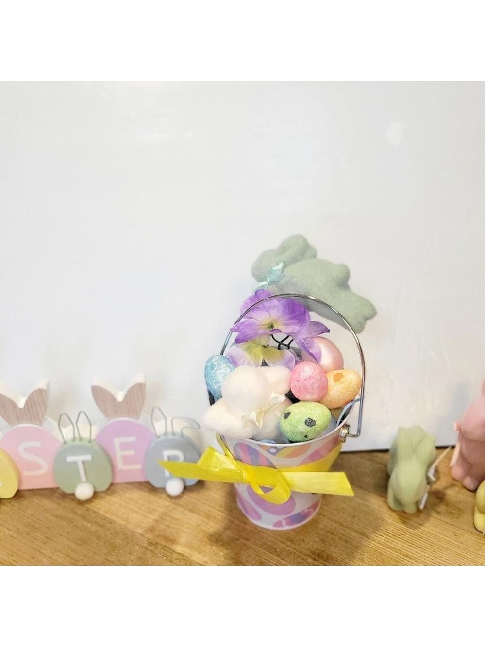 Easter Egg Flower Table Home Decor Bucket